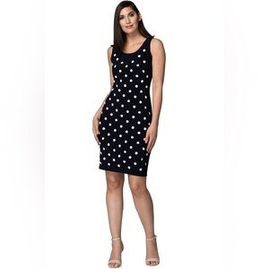 Joseph Ribkoff. Navy Floral Polka Dot Jersey Shift. Size 8.